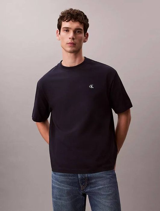 Чоловіча футболка Calvin Klein Monogram Logo Relaxed Fit темно-синя 7960306 фото